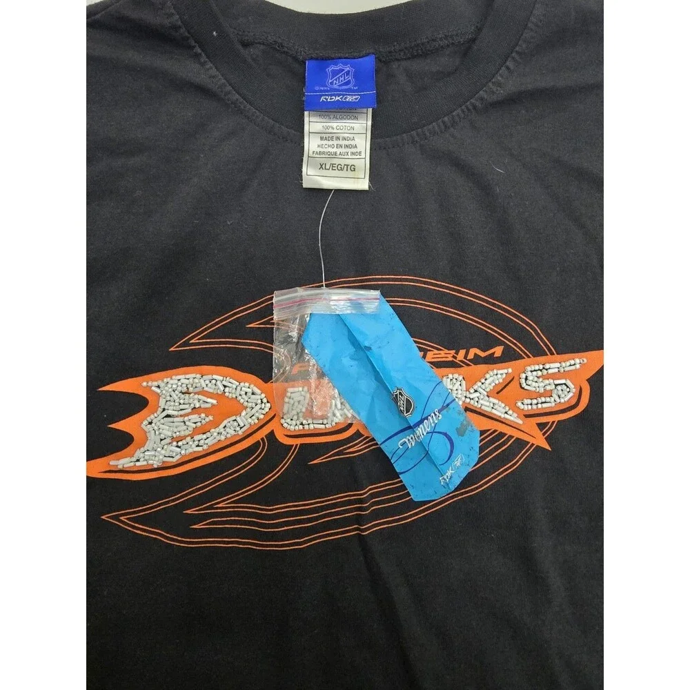 Reebok NHL Anaheim Ducks Earthquake Graphic T-Shirt Black Women's Size XL